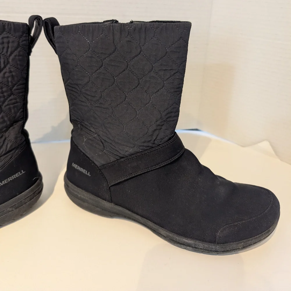 Merrell Womens Quilted Black Winter Boots‎ Sz. 7.5